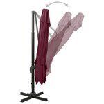 vidaXL Parasol déporté avec double toit 300x300 cm rouge bordeaux