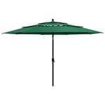 vidaXL Parasol de jardin à 3 niveaux avec mât en aluminium vert 3 5 m