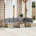 vidaXL Ensemble de canapés de jardin 9 pièces avec coussins Beige Poly Rattan