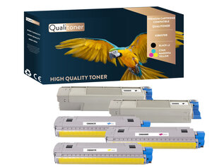 Qualitoner x5 toners 43865708 (noir x2 + cyan + magenta + jaune) compatible pour oki