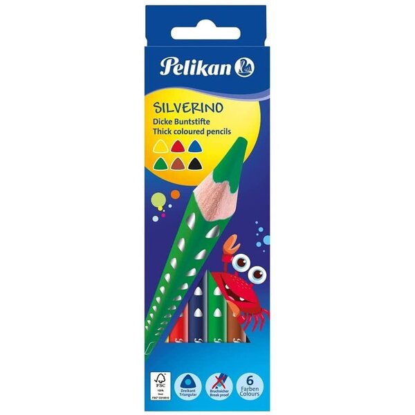 Crayon de couleur triangulaire SILVERINO gros  étui PELIKAN
