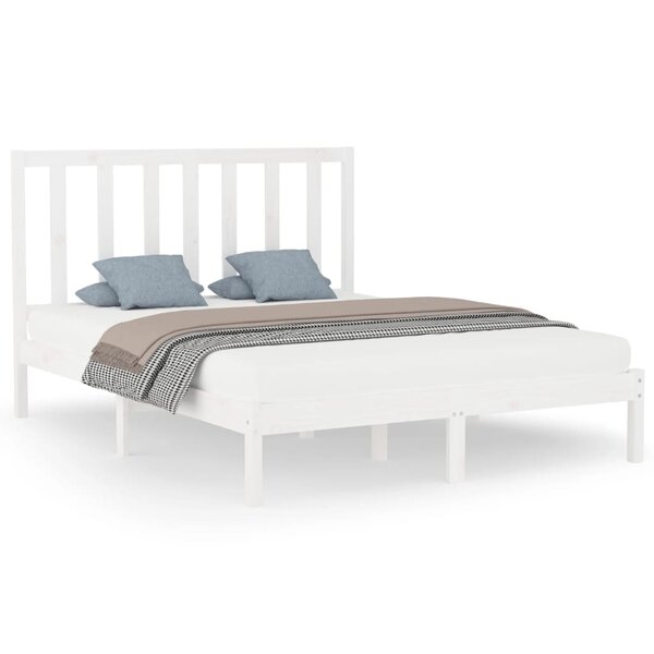 vidaXL Cadre de lit Blanc Bois massif 160x200 cm