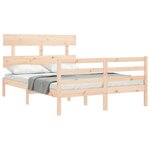 vidaXL Cadre de lit avec tête de lit 140x200 cm bois massif