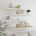 vidaXL Étagères flottantes 4 Pièces Chêne et blanc 90x23 5x3 8 cm MDF