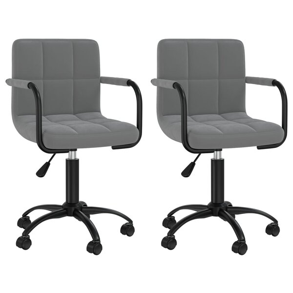 vidaXL Chaises pivotantes à manger lot de 2 gris foncé velours