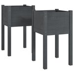 vidaXL Jardinières d'extérieur 2Pièces Gris 40x40x70cm Bois de pin massif