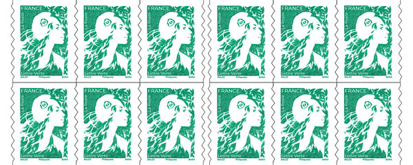 Carnet 12 timbres Marianne de l'avenir - Lettre verte