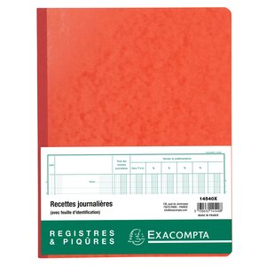 Piqûre Recettes Journalières Avec Feuille D'identification - Texte Fr - 80 Pages - Blanc - Exacompta
