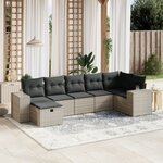 vidaXL Salon de jardin avec coussins 7 Pièces gris résine tressée