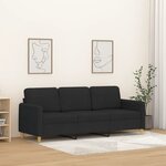 vidaXL Canapé à 3 places Noir 180 cm Tissu