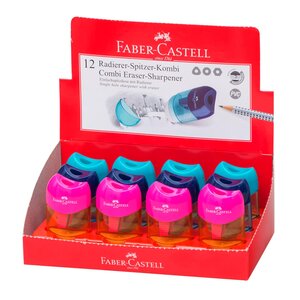 Pack 12 Combi taille-crayon / gomme 2 usages 3 couleurs trend Coloris Aléatoire FABER-CASTELL