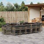 vidaXL Ensemble à manger de jardin 15 Pièces coussins gris résine tressée