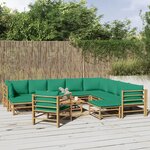 vidaXL Salon de jardin 12 Pièces avec coussins vert bambou