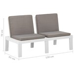 vidaXL Bancs de salon de jardin avec coussins 2 Pièces Plastique Blanc