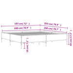 vidaXL Cadre de lit sonoma gris 180x200 cm bois d'ingénierie et métal