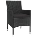 vidaXL Ensemble de bistro de jardin 5 Pièces coussins noir poly rotin