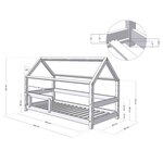 Lit cabane avec étagère 80 x 160 blanc et naturel