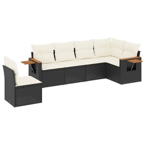 vidaXL Salon de jardin 6 Pièces avec coussins noir résine tressée