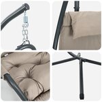 vidaXL Chaise Suspendue avec Support et Coussin Taupe Acier