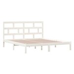 vidaXL Cadre de lit Blanc 180x200 cm Super King Bois massif