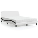 vidaXL Lit avec matelas blanc et noir 120x200 cm similicuir