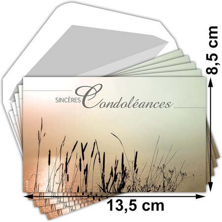 Lot 5 cartes remerciements condoléances +5 enveloppes blanches format  9x14cm - La Poste