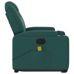 vidaXL Fauteuil inclinable de massage électrique Vert foncé Tissu