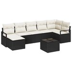 vidaXL Ensemble de Canapés de Jardin 7 Pièces avec Coussins en Rotin Synthétique Marron