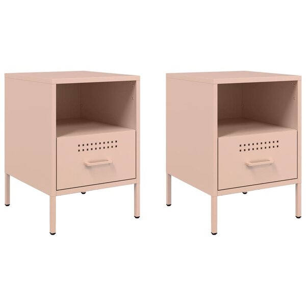 vidaXL Tables de chevet 2 Pièces rose 36x39x50 5 cm acier laminé à froid