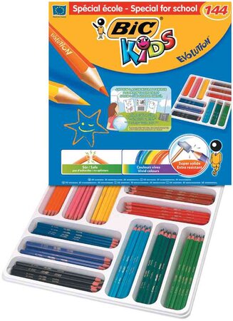 Class Pack de 144 crayons de couleur ECO KIDS EVOLUTION 12 Couleurs BIC