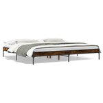 vidaXL Cadre de lit chêne fumé 180x200 cm bois d'ingénierie et métal