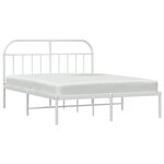 vidaXL Cadre de lit métal avec tête de lit blanc 140x190 cm
