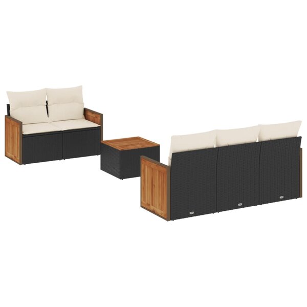 vidaXL Salon de jardin 6 Pièces avec coussins noir résine tressée