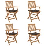 vidaXL Chaises pliables de jardin lot de 4 avec coussins Bois d'acacia