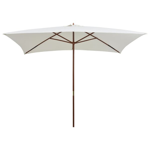 vidaXL Parasol avec poteau en bois 200 x 300 cm Blanc crème