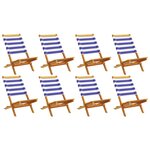 vidaXL Chaises de jardin pliantes lot de 8 tissu et bois massif