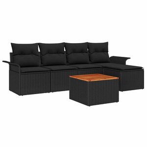 vidaXL Ensemble de canapé de jardin avec coussin 6 Pièces Noir