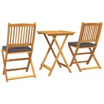 Ensemble bistro de jardin 3 pièces en bois massif d'acacia vidaXL