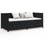 vidaXL Lit de jour Noir 90x200 cm Bois de pin massif
