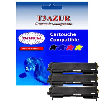 3 Toners compatibles avec Brother TN2000, TN2005 pour Brother HL2050, HL2070N - 2 500 pages - T3AZUR