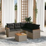 vidaXL Salon de jardin 6 Pièces avec coussins gris résine tressée
