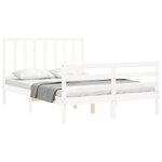 vidaXL Cadre de lit avec tête de lit blanc 140x190 cm bois massif