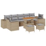 Ensemble de Canapés de Jardin de 10 pièces vidaXL avec Coussins Beige Rotin Synthétique Acacia