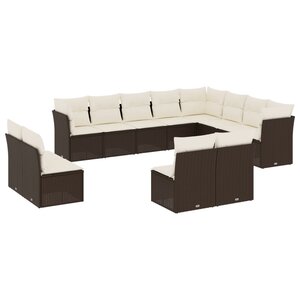 vidaXL Salon de jardin avec coussins 12 Pièces marron résine tressée
