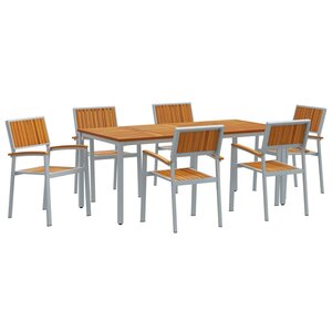 vidaXL Ensemble de salle à manger pour jardin 7 Pièces Gris