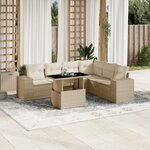 vidaXL Salon de jardin avec coussins 7 Pièces beige résine tressée