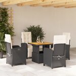 vidaXL Ensemble à manger de jardin coussins 5Pièces Noir Résine tressée