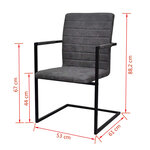 vidaXL Chaises à manger cantilever lot de 2 gris similicuir
