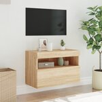 vidaXL Meuble TV mural avec lumières LED chêne sonoma 60x30x40 cm