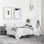 vidaXL Cadre de lit chêne marron 135x190 cm bois d'ingénierie et métal